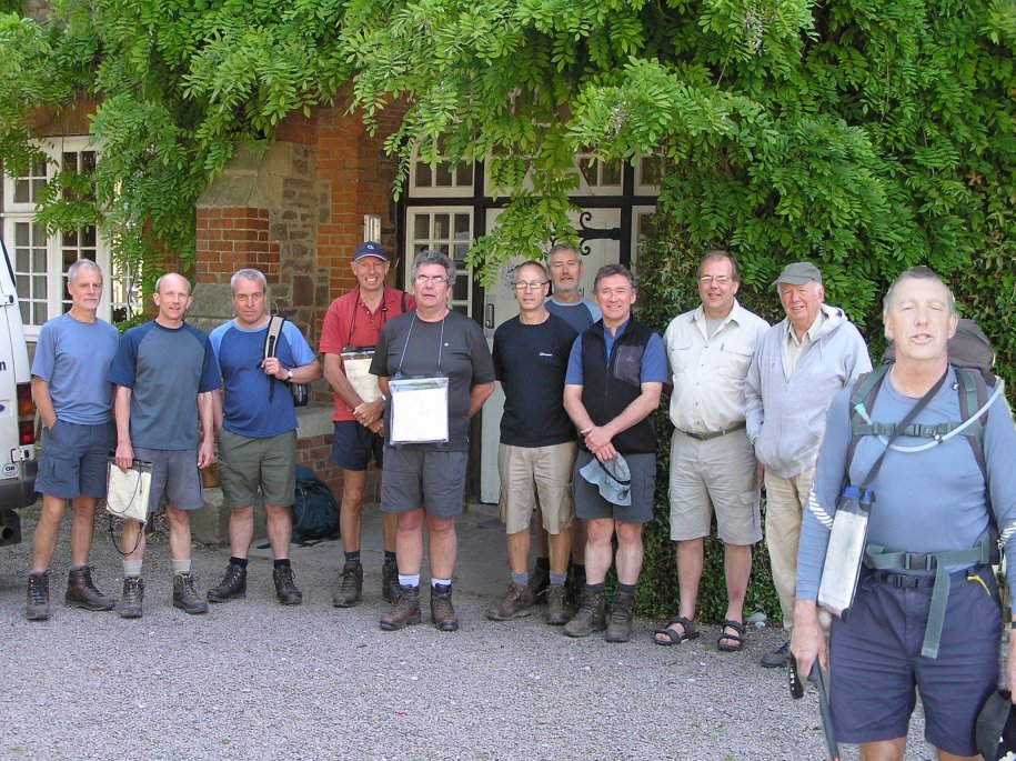 Andy took the picture outside Exford Youth Hostel (with a magical appearance of Ian) with Roland arriving later that day. L to R Dave, Paul, Richard, Steve, Dick, John, Pat, Graham, Pete, Norman & Ian